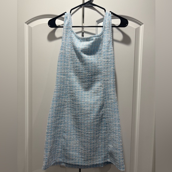 SHEIN - Light Blue Tweed Mini Dress - Picture 4 of 5